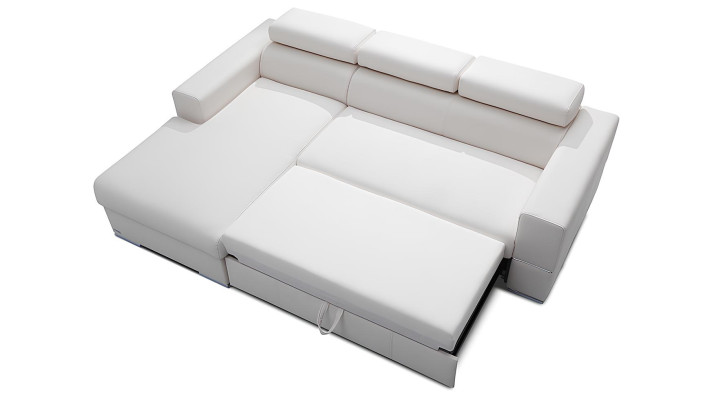 Μοντέρνος καναπές σε L με λειτουργία κρεβατιού και χώρο αποθήκευσης