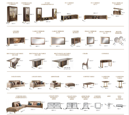 Μοντέρνο σετ καναπέδων 3+1+1 με επενδεδυμένες καρέκλες