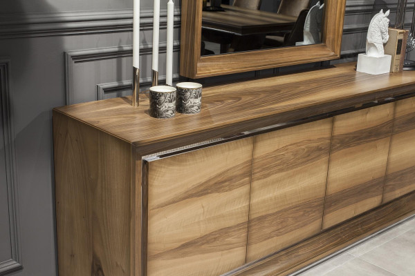 Πολυτελές σετ τραπεζαρίας με τραπέζι και καρέκλες, κομοδίνο, 7 κομμάτια