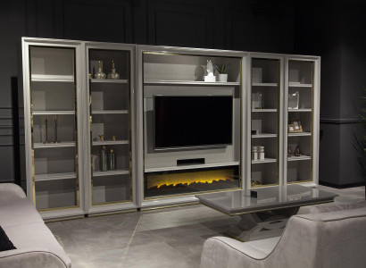 XXL τοίχου ντουλάπα για το σχέδιο τζακιού του σαλονιού