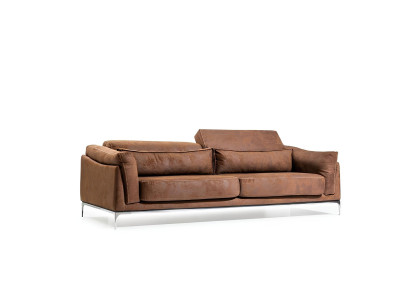 Καναπές 3 θέσεων από απαλό καφέ βελούδο