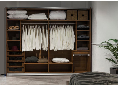 Ντουλάπα Suuri με καφέ συρόμενες πόρτες 265 εκ.