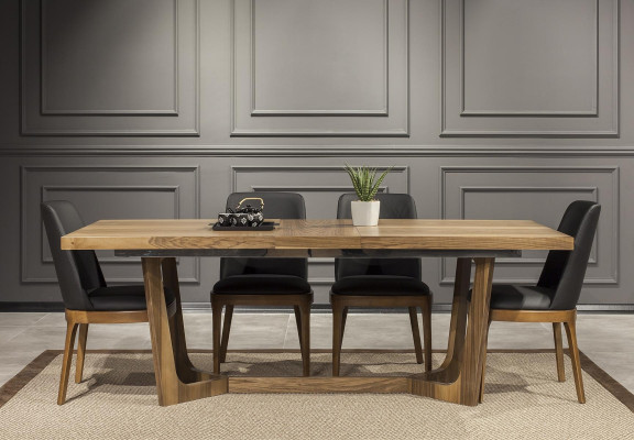 Σύνθεση τραπεζαρίας 9 τεμαχίων με τραπέζι, καρέκλες και έπιπλα