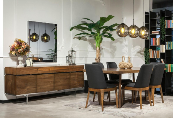 Πολυτελής δερμάτινη καρέκλα, επενδεδυμένες καρέκλες, μαύρο έπιπλο κουζίνας