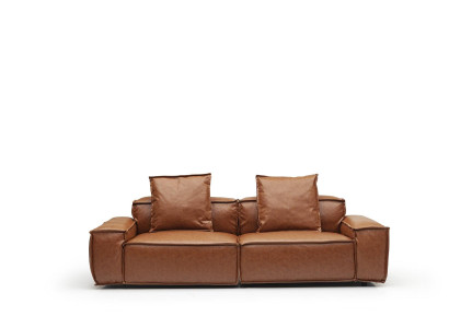 Καναπές 3 θέσεων 240 εκ με άνετο καφέ μαξιλάρι για το σαλόνι