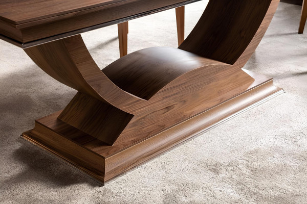 Καφέ ξύλινο τραπέζι φαγητού με 4 καρέκλες