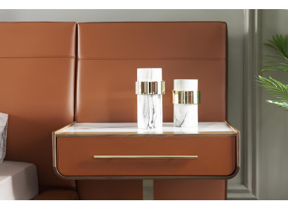 Πολυτελές σετ κρεβατιού από τερακότα με κεφαλάρι, κομοδίνο και 4 κομοδίνα