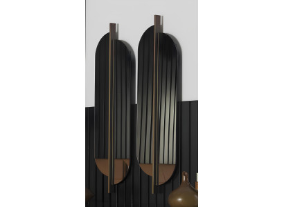 Πολυτελές τοίχου καθρέφτη με μοντέρνο στυλ και καφέ πλαίσιο 104x31cm