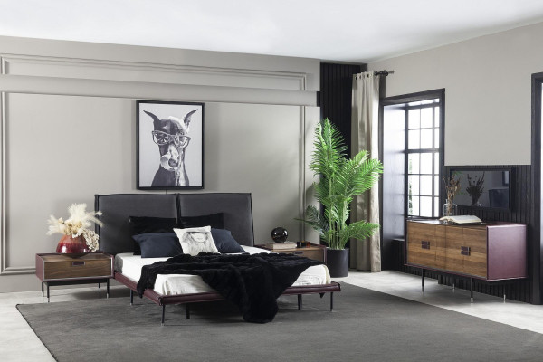 Μωβ ξύλινη ντουλάπα με συρόμενες πόρτες 141 εκ.