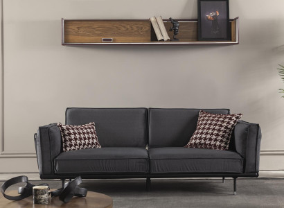 Ιταλικός πολυτελής καναπές 3 θέσεων με μαλακά γκρι μαξιλάρια