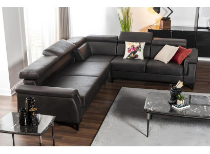 Καναπές σε L Mustat με λειτουργία κρεβατιού