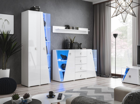 Πολυτελές σετ επίπλων για το σαλόνι, που περιλαμβάνει μια ντουλάπα, μια βιτρίνα και μια 3-μερη ράφι.