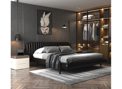 Μοντέρνο μαύρο κρεβάτι με κομψό σχέδιο και άνεση για ύπνο