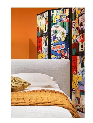 Μοντέρνο μπεζ επενδυμένο κρεβάτι, πολυτελές και κομψό