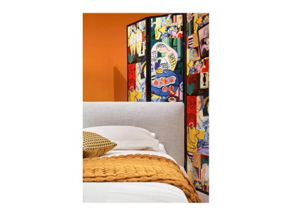 Μοντέρνο μπεζ επενδυμένο κρεβάτι, πολυτελές και κομψό