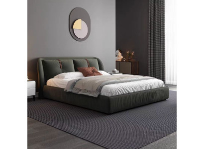 Μοντέρνο καφέ κρεβάτι από δερμάτινο υλικό