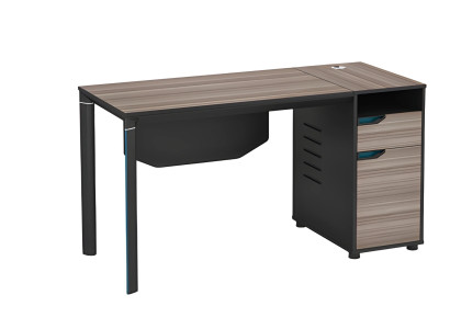 Μοντέρνο μαύρο ξύλινο τραπέζι με περάσματα καλωδίων και χώρο αποθήκευσης