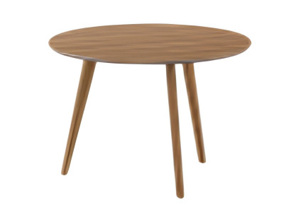 Μοντέρνο τραπέζι σαλονιού με στρογγυλή επιφάνεια και απλά ξύλινα πόδια