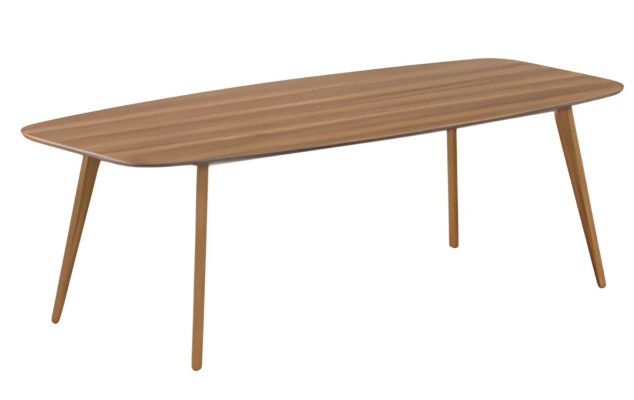 Μοντέρνο ξύλινο τραπέζι σαλονιού με αποθηκευτικό χώρο και κομψά ξύλινα πόδια