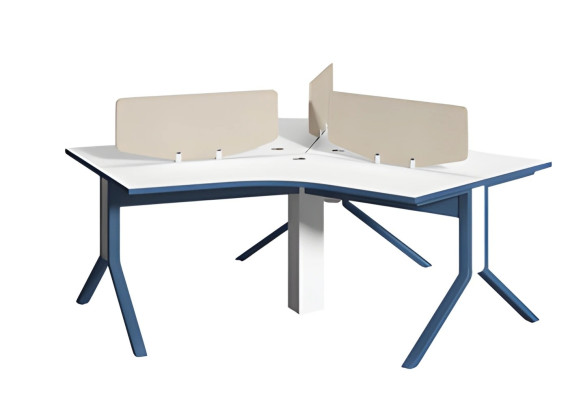 Γωνιακός μπλε και λευκός πίνακας με διαχωριστικό για οργάνωση του γραφείου