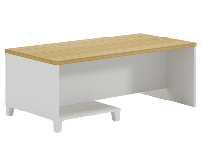 Μοντέρνο τραπέζι σαλονιού με λευκό πλαίσιο και ξύλινη επιφάνεια για κομψό χώρο