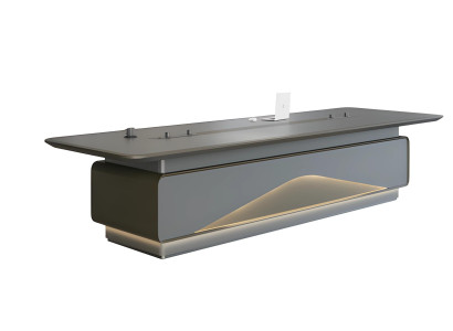 Πολυτελής γκρι τραπέζι συνεδριάσεων με LED φωτισμό και διαχείριση καλωδίων