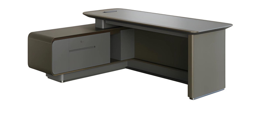 Μοντέρνο γκρι γωνιακό τραπέζι με αποθηκευτικό χώρο
