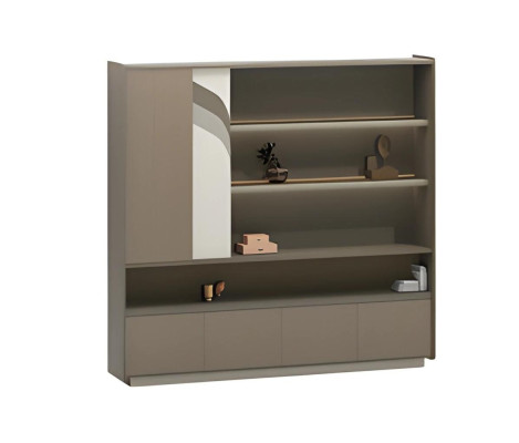 Μοντέρνα καφέ ξύλινη ντουλάπα γραφείου με ράφια και συρτάρια