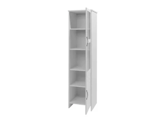 Μοντέρνα λευκή βιτρίνα από MDF και γυαλί