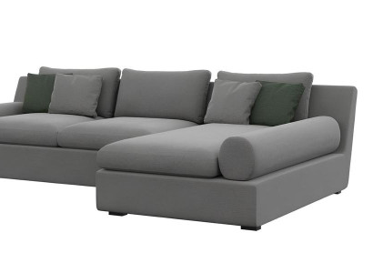 Αισθητικός γωνιακός καναπές με σχήμα και απαλότητα στο ύφασμα