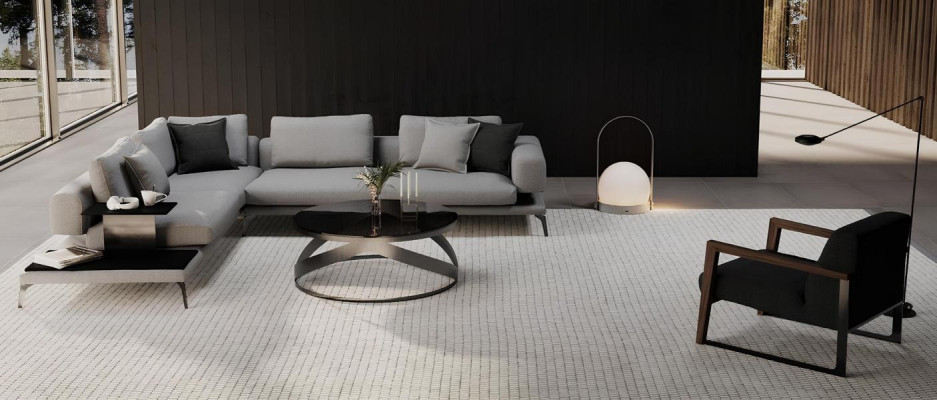 Γωνιακός καναπές με πολυθρόνα και λειτουργία - λεπτομέρειες