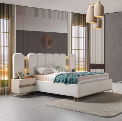 Κρεβάτι Verhoiltu για την κρεβατοκάμαρα, σετ 3 τεμαχίων με 2 κομοδίνα