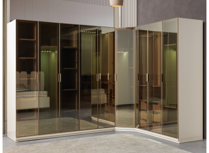 Μοντέρνα γωνιακή ντουλάπα με μεγάλο σχέδιο