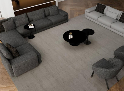 Κομψό γωνιακό καναπέ με δύο πολυθρόνες, συνδυάζοντας σχέδιο και άνεση