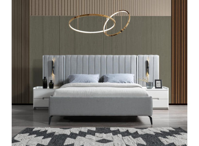 Σύνθεση επίπλων υπνοδωματίου με κρεβάτι και 2 μοντέρνα κομοδίνα