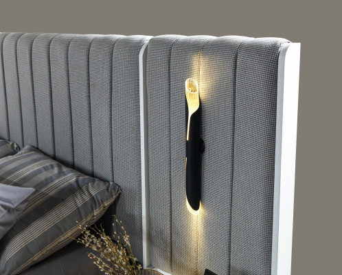 Σύνθεση επίπλων υπνοδωματίου με κρεβάτι και 2 μοντέρνα κομοδίνα