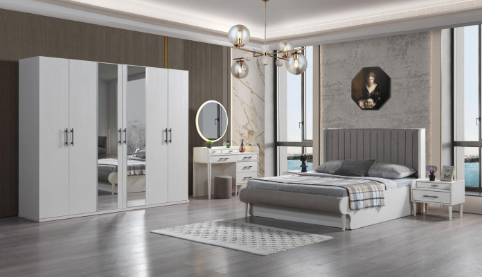Σύνθεση επίπλων κρεβατοκάμαρας Koko 6 τεμαχίων κρεβάτι ντουλάπα ρούχων μοντέρνα κομοδίνα