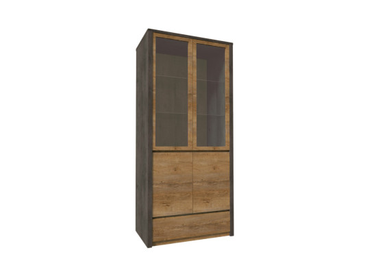 Μπουφές κουζίνας με γυάλινες πόρτες και ράφια