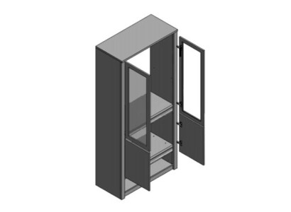 Βιτρίνα κουζίνας με συρτάρι και γυάλινες ράφια