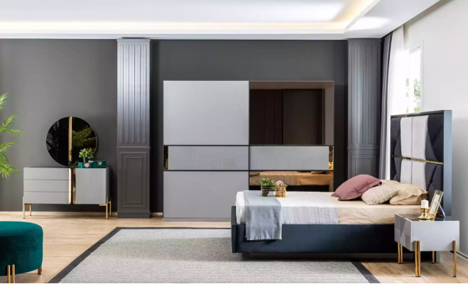 Elegante Schlafzimmermöbel Moderne Designs in warmen Dunkeltönen