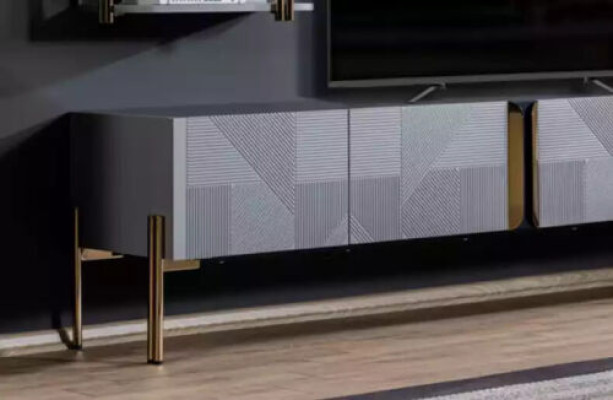 Wahnsinnig schickes Modern Designer Wohnzimmer-TV-Kommode in Aschgrau