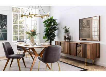 Komplett Set Esstisch 4x Stühle Esszimmer Set Ess Gruppe Sideboard 7tlg