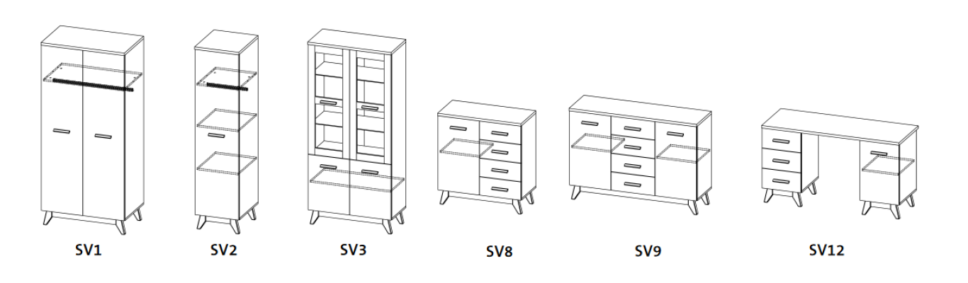 Wohnzimmer Set Beistelltisch TV Kommode Tisch Kommoden Wand
