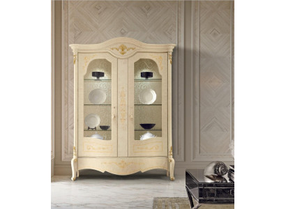 Vitrine Italienische Luxus Möbel Vitrinen Kommodenschrank Glas Design Schrank