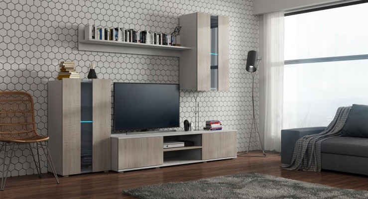 Set Modern Wohnwand Vitrinen Regal Schrank Wohnzimmer Modern Stil Wohnwände 4tlg