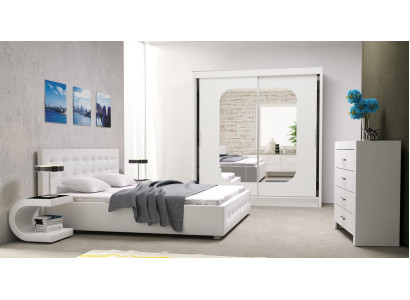 Schlafzimmer Set Design Möbel 4 teilig moderne Luxus Doppelbett 2x Nachttisch