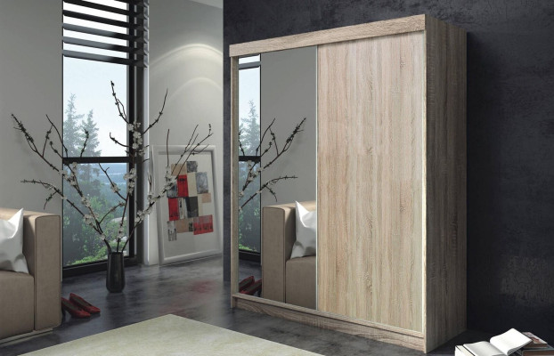 Schrank Kleiderschrank Hochschrank Modern Beige Holz Schränke Schlafzimmer Neu