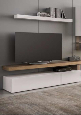 Weiße Wohnwand Möbel Moderne Hängeschränke Wandregale TV-Ständer Sideboard