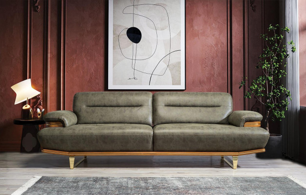 Sofagarnitur 331 Sitzer Set Design Sofa Leder Sessel Wohnzimmer Neu