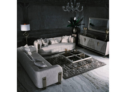 Wohnzimmer Komplette Couchgarnitur Dreisitzer Stoffsofa Set 6tlg Groß